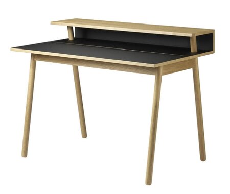 FDB Mobler C68 - Schreibtisch 118 x 68 cm - Eiche Natur lackiert - Linoleoum Nero