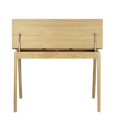 FDB Mobler C68 - Schreibtisch 118 x 68 cm - Eiche Natur lackiert - Linoleoum Nero