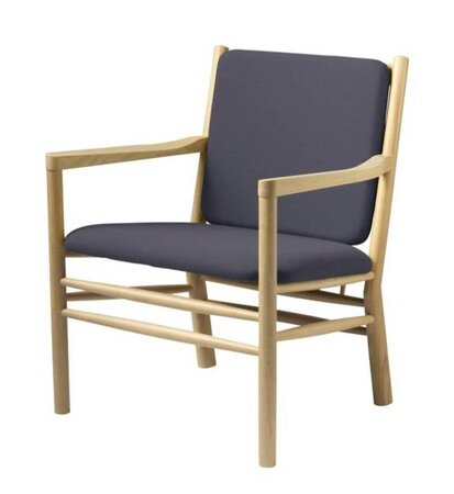 FDB Mobler J147 Sessel-Eiche, Natur, Lackiert - Wolle, Dunkelblau (4125) - Gab