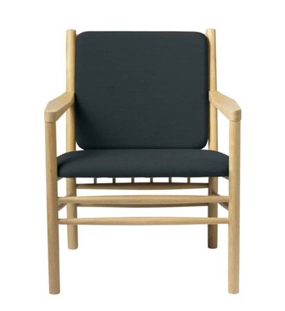 FDB Mobler J147 Sessel-Eiche, Natur, Lackiert - Wolle, Dunkelgrün (4761) - Gab