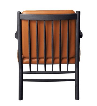 FDB Mobler J147 Sessel-Eiche, Schwarz, Gemalt - Leder, Semianilin, Cognac