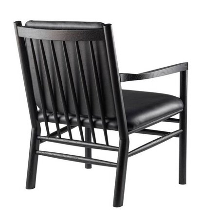 FDB Mobler J147 Sessel-Eiche, Schwarz, Gemalt - Leder, Semianilin, Schwarz