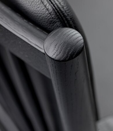FDB Mobler J147 Sessel-Eiche, Schwarz, Gemalt - Leder, Semianilin, Schwarz