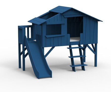 Mathy by Bols Treehouse Einzelbett-Plattform und Rutsche - Atlantic Blue