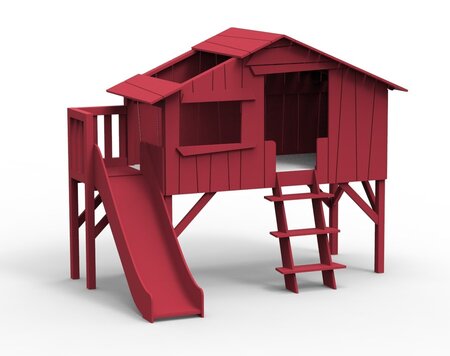 Mathy by Bols Treehouse Einzelbett-Plattform und Rutsche - Marsala