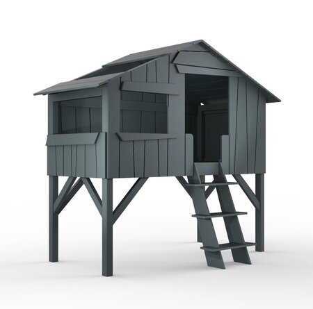 Mathy by Bols Treehouse Einzelbett mit Rutsche - Basalte Grey
