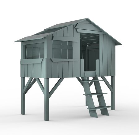Mathy by Bols Treehouse Einzelbett mit Rutsche - Thunderstrome Grey