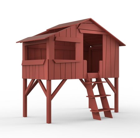 Mathy by Bols Treehouse Einzelbett mit Rutsche - Marsala