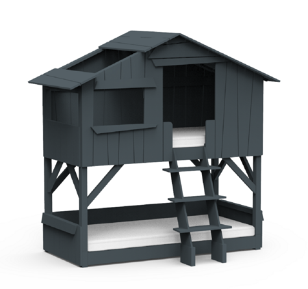 Mathy by Bols Treehouse Etagenbett mit Rutsche - Basalte Grey