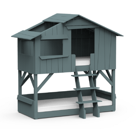 Mathy by Bols Treehouse Etagenbett mit Rutsche - Thunderstrome Grey