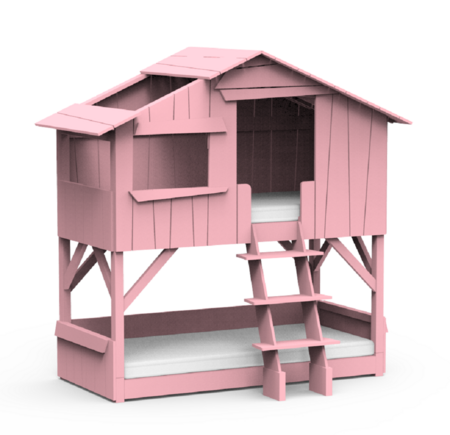 Mathy by Bols Treehouse Etagenbett mit Rutsche - Very Light Pink