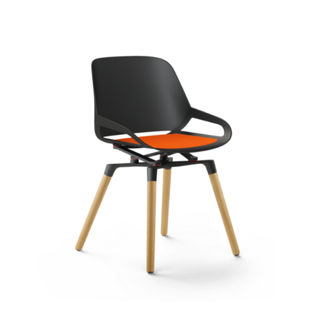 Aeris Numo Holzbeine Eiche - Wie Sitzschalenfarbe - Schwarz - Orange-Rot