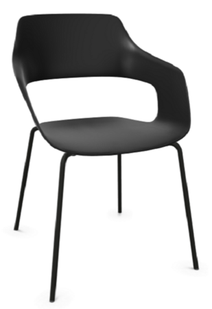 Wilkhahn Occo Universalstuhl Vierbeingestell Glanzchrom - schwarz strukturmatt