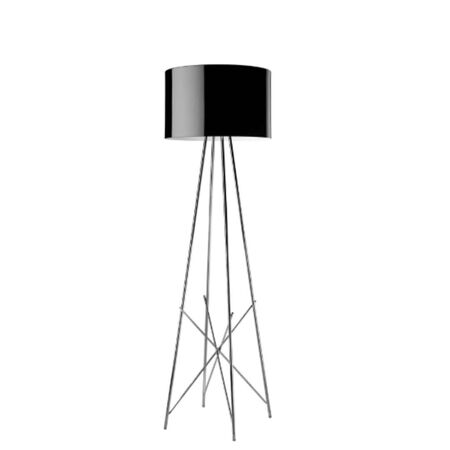 Flos Stehleuchte Ray F2 von Flos  Hellrosa RAL 3015, Aluschirm, schwarz