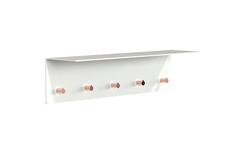 Frost WANDGARDEROBE m/5 HAKEN - Weiß Matt/Kupfer Poliert
