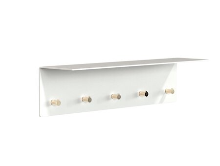 Frost WANDGARDEROBE m/5 HAKEN - Weiß Matt/Gold Poliert