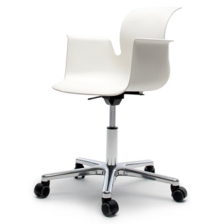 Flötotto PRO ARMCHAIR Drehstuhl - schneeweiss / aluminium-poliert