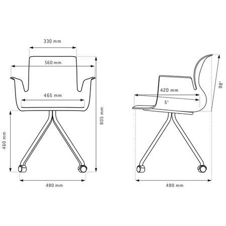 Flötotto PRO ARMCHAIR X-Gestell mit Rollen