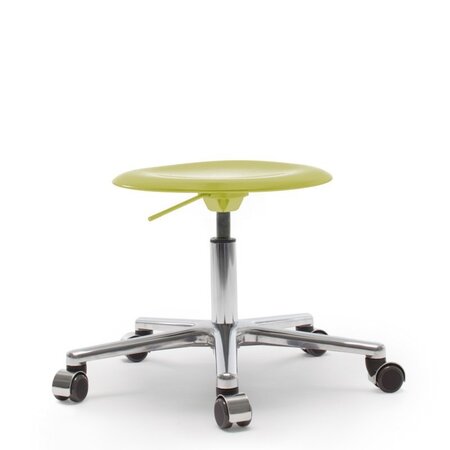 Flötotto PRO STOOL Drehhocker - Kiwigruen - aluminium-poliert