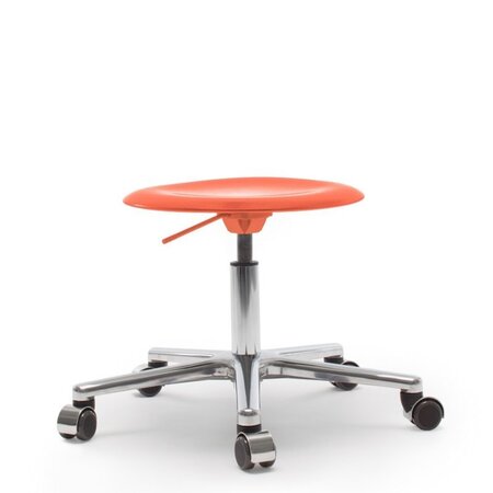 Flötotto PRO STOOL Drehhocker - Korallrot - aluminium-poliert