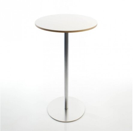 Lapalma Brio Fix 110 Tisch - Ø 60 cm - HPL Fenix® Weiss -  Edelstahl