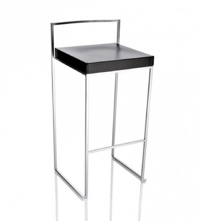 Lapalma Cubo 65 Hocker - Holz Weiß Lackiert - Matt Verchromt Holz Schwarz Lackiert