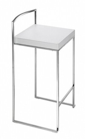 Lapalma Cubo 65 Hocker - Holz Weiß Lackiert - Matt Verchromt Holz Weiss Lackiert