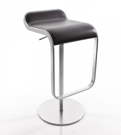 Lapalma Lem 66-79 Hocker / Barhocker - Matt Verchromt Softleder 9033 Schwarz