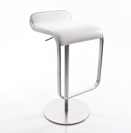 Lapalma Lem 66-79 Hocker / Barhocker - Matt Verchromt Softleder 9000 Weiss