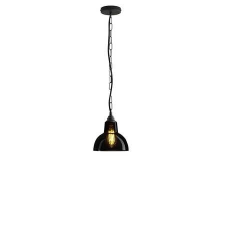ORIGINAL BTC Glass School Pendant Light, Size 2 - Anthracite and Weathered Brass - Anthracite Glass