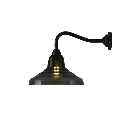 ORIGINAL BTC Glass School Wall Light, Size 1 - Anthracite and Weathered Brass - Anthracite Glass