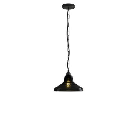 ORIGINAL BTC Glass School Pendant Light, Size 1 - Anthracite and Weathered Brass - Anthracite Glass