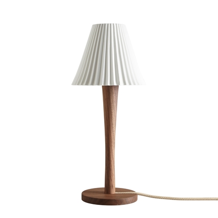 ORIGINAL BTC Cecil Table Light, Sand and Taupe Braided Cable - Stem Base - Natural white & walnut stem base
