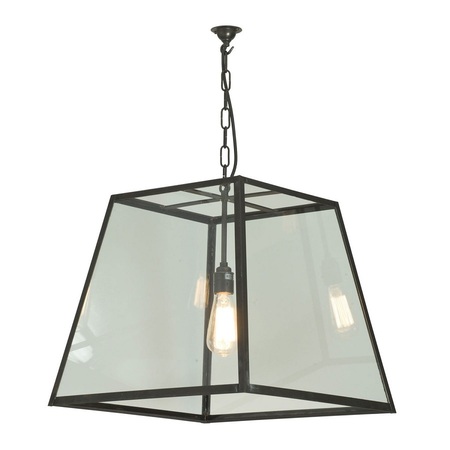 ORIGINAL BTC Quad Pendant, Internal Glass, Large, Clear Glass - Weathered Brass