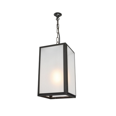 ORIGINAL BTC Small Square Pendant Light, External Glass, Weathered Brass - Frosted Glass