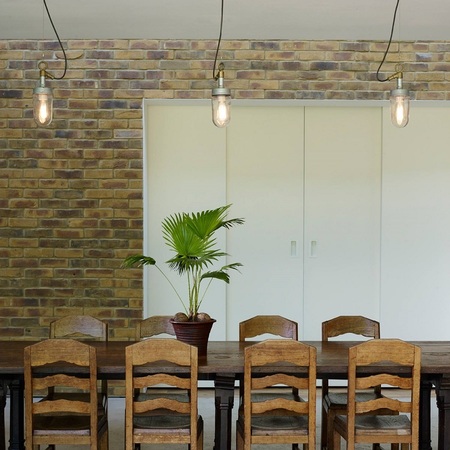 ORIGINAL BTC Well Glass Pendant Light, Galvanised Silver