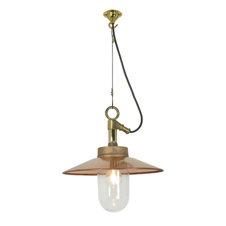 ORIGINAL BTC Well Glass Pendant Light With Visor, IP44 - Gunmetal, Clear Glass