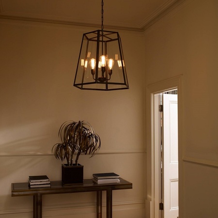ORIGINAL BTC Hex Pendant Light, Extra Large, Weathered Brass, Clear Glass