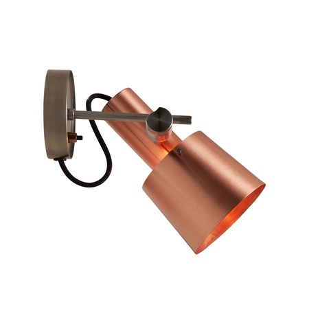 ORIGINAL BTC Chester Wall Light, Black Braided Cable - Satin Copper & Stainless Steel