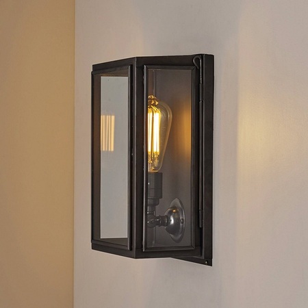ORIGINAL BTC Box Wall Light, External Glass, Small, Weathered Brass