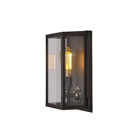 ORIGINAL BTC Box Wall Light, Internal Glass, Small - Weathered Brass, Clear Glass