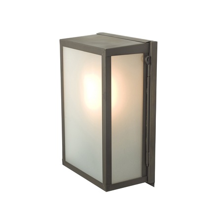 ORIGINAL BTC Box Wall Light, Internal Glass, Small - Weathered Brass, Frosted Glass