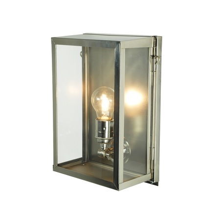 ORIGINAL BTC Box Wall Light, Internal Glass, Small - Satin Nickel, Clear Glass
