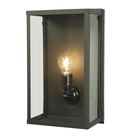 ORIGINAL BTC Box Wall Light, Internal Glass, Medium - Weathered Brass, Clear Glass