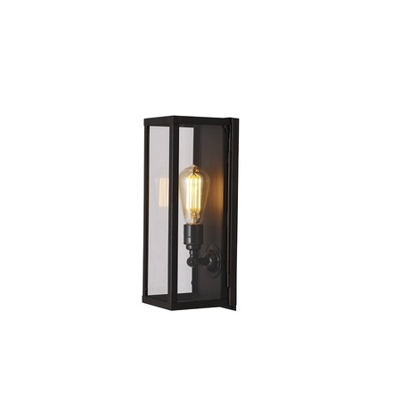 ORIGINAL BTC Narrow Box Wall Light, Internal Glass - Weathered Brass, Clear Glass