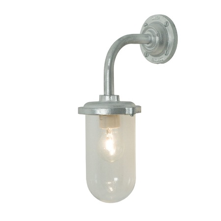 ORIGINAL BTC Bracket Light, 100W, Round, Swan Neck - Galvanised, Clear Glass