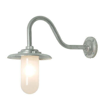 ORIGINAL BTC Exterior Bracket Light, 60W, Swan Neck - Galvanised, Frosted Glass