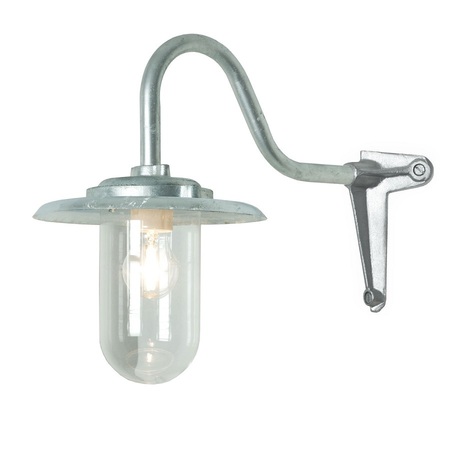 ORIGINAL BTC Exterior Bracket Light, 100W, Swan Neck, Corner - Galvanised, Clear Glass