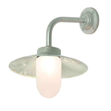 ORIGINAL BTC Exterior Bracket Light, Right Angle, Round - Galvanised, Frosted Glass