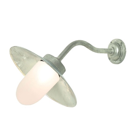 ORIGINAL BTC Exterior Bracket Light, Canted, Round - Galvanised, Frosted Glass